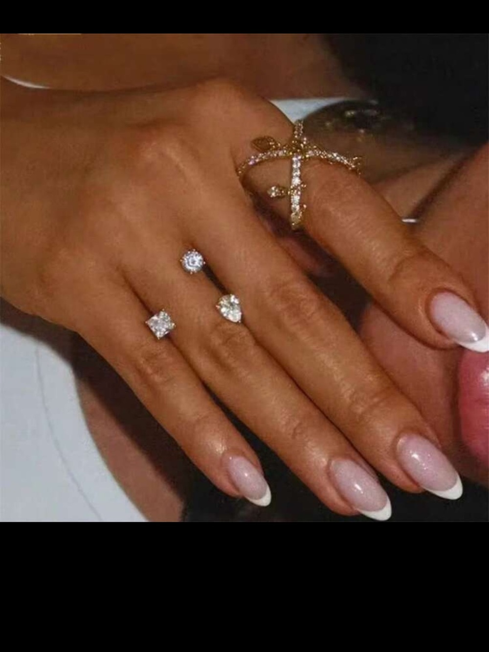 Affordable Fashion Finds Gold Cross X Ring with Clear Stones
